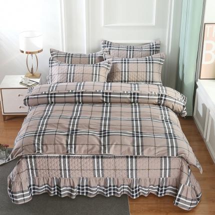 91家纺网 家纺一手货源 找家纺 （总）OL家纺 2021新款全棉床裙夹棉纯棉简约风四件套