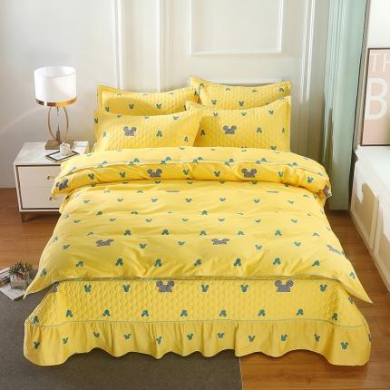 91家纺网 家纺一手货源 找家纺 （总）OL家纺 2021新款全棉床裙夹棉纯棉简约风四件套