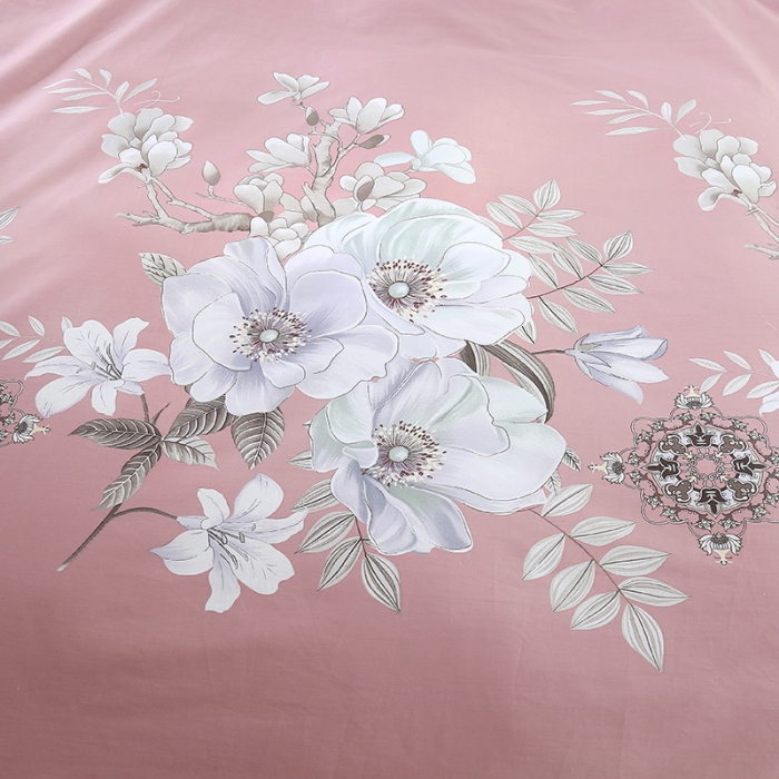 91家纺网 家纺一手货源 找家纺 OL家纺 2021新款全棉床裙夹棉纯棉简约风四件套 花唯佳期-棕