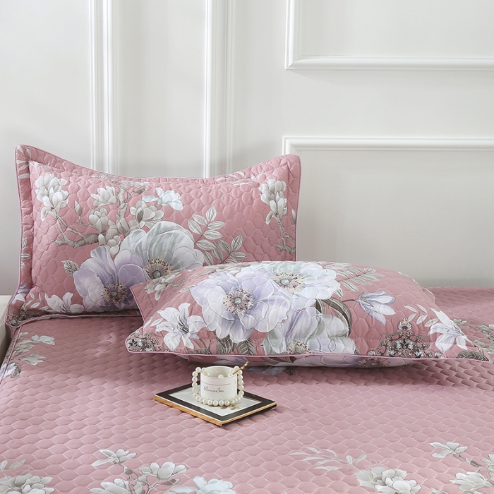 91家纺网 家纺一手货源 找家纺 OL家纺 2021新款全棉床裙夹棉纯棉简约风四件套 花唯佳期-棕