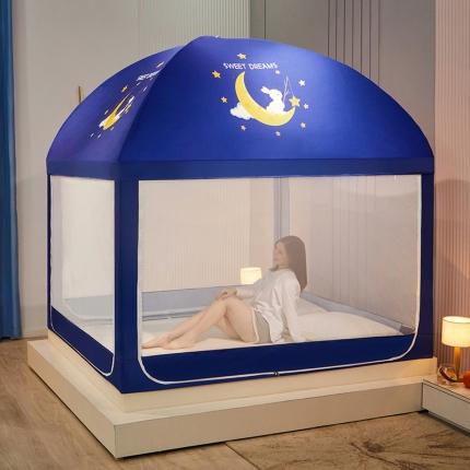 91家纺网 家纺一手货源 找家纺 都市缘蚊帐 2021新款网红-蒙古包坐床防蚊防尘顶蚊帐 月亮兔