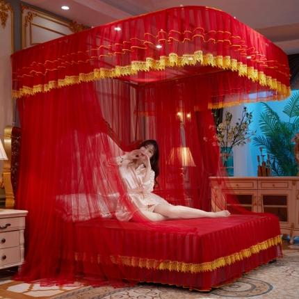 91家纺网 家纺一手货源 找家纺 （总）舞夜盛世 2025新款U型拉幕刺绣款轨道蚊帐