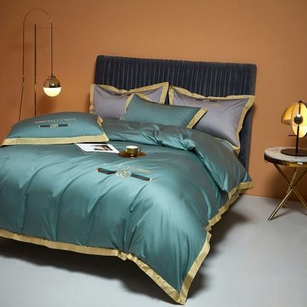 爱缦 2021新款格蕾丝棚拍100支澳棉四件套 云衫绿