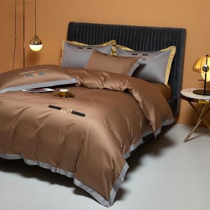 爱缦 2021新款格蕾丝棚拍100支澳棉四件套 巧克力色