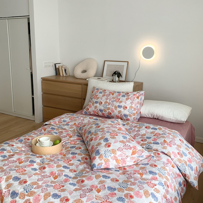 91家纺网 家纺一手货源 找家纺 窝米 2021新款全棉四件套花卉系列 海螺姑娘