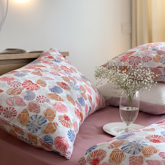 91家纺网 家纺一手货源 找家纺 窝米 2021新款全棉四件套花卉系列 海螺姑娘