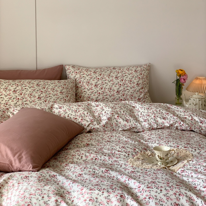 91家纺网 家纺一手货源 找家纺 窝米 2021新款全棉四件套花卉系列 苏蕾