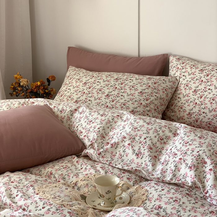 91家纺网 家纺一手货源 找家纺 窝米 2021新款全棉四件套花卉系列 苏蕾