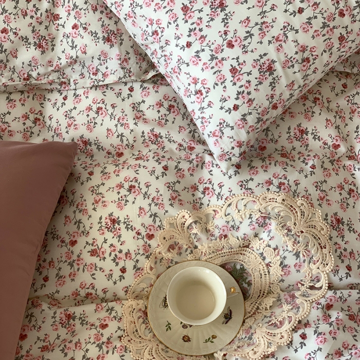 91家纺网 家纺一手货源 找家纺 窝米 2021新款全棉四件套花卉系列 苏蕾