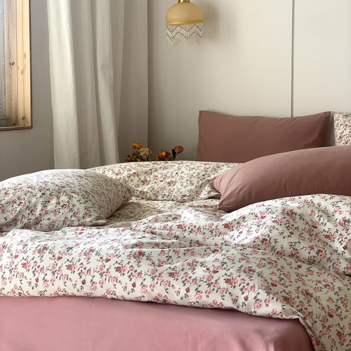 91家纺网 家纺一手货源 找家纺 窝米 2021新款全棉四件套花卉系列 苏蕾