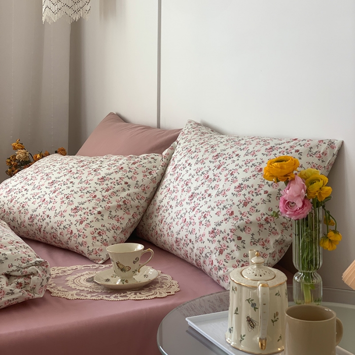 91家纺网 家纺一手货源 找家纺 窝米 2021新款全棉四件套花卉系列 苏蕾