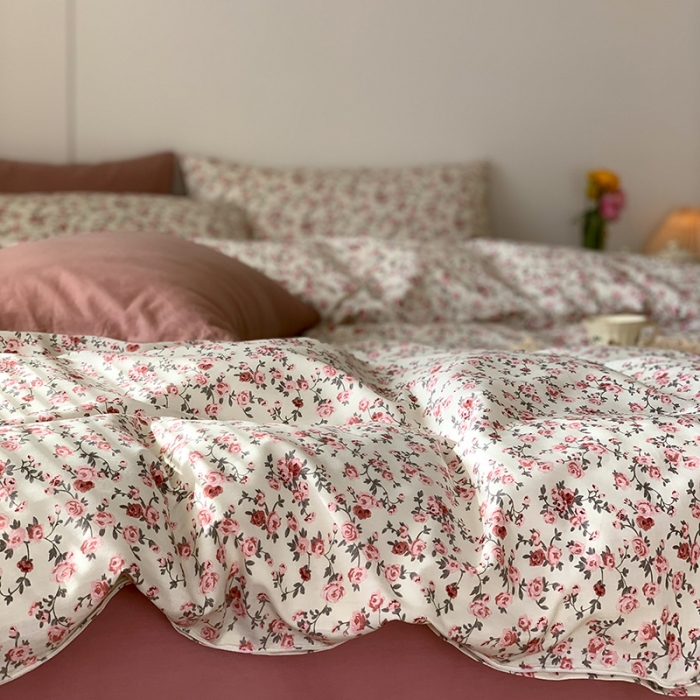 91家纺网 家纺一手货源 找家纺 窝米 2021新款全棉四件套花卉系列 苏蕾