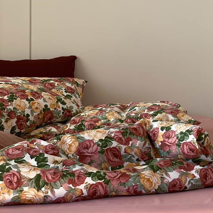 91家纺网 家纺一手货源 找家纺 窝米 2021新款全棉四件套花卉系列 小玫瑰