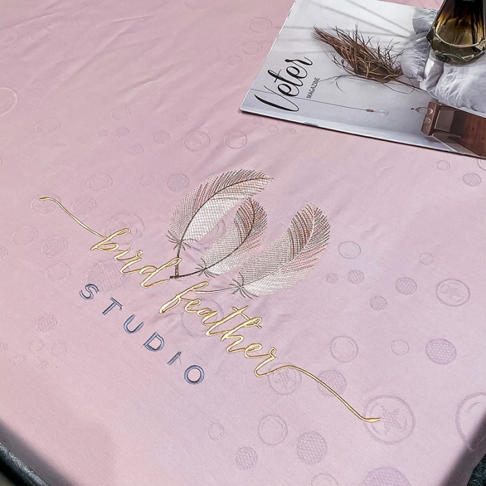 91家纺网 家纺一手货源 找家纺 品乐家纺 2023新款长绒棉提花刺绣单被套 泡泡-粉