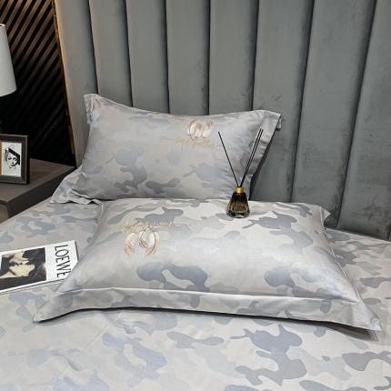 91家纺网 家纺一手货源 找家纺 品乐 2023新款长绒棉提花刺绣单枕套（宽边） 时尚咖