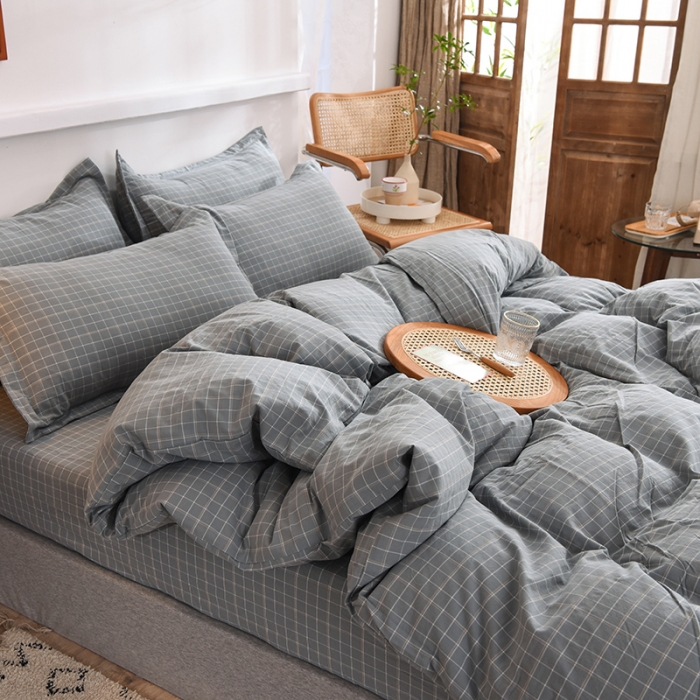 91家纺网 家纺一手货源 找家纺 甜之梦2025新款水洗棉四件套（任何尺寸都可以定做） 古雅蓝灰