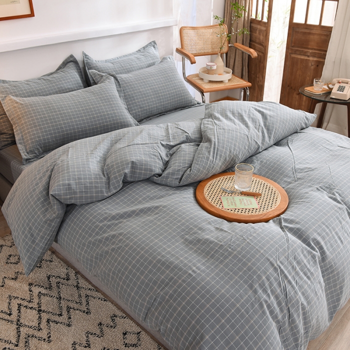 91家纺网 家纺一手货源 找家纺 甜之梦2025新款水洗棉四件套（任何尺寸都可以定做） 古雅蓝灰