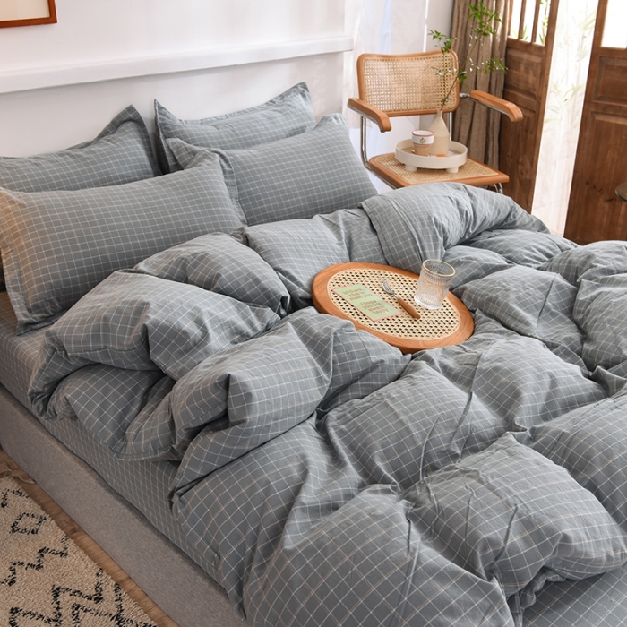 91家纺网 家纺一手货源 找家纺 甜之梦2025新款水洗棉四件套（任何尺寸都可以定做） 古雅蓝灰