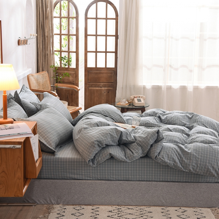 91家纺网 家纺一手货源 找家纺 甜之梦2025新款水洗棉四件套（任何尺寸都可以定做） 古雅蓝灰