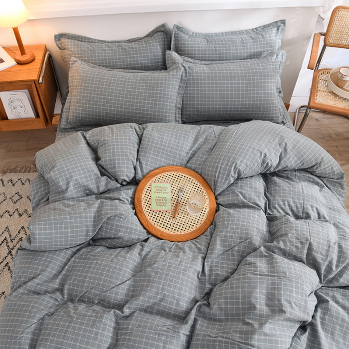 91家纺网 家纺一手货源 找家纺 甜之梦2025新款水洗棉四件套（任何尺寸都可以定做） 古雅蓝灰