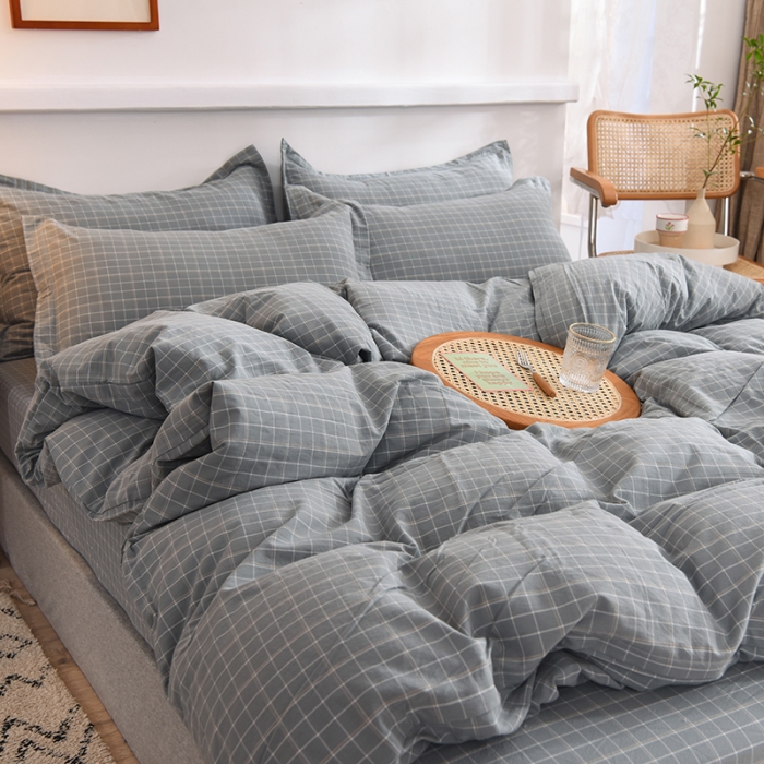 91家纺网 家纺一手货源 找家纺 甜之梦2025新款水洗棉四件套（任何尺寸都可以定做） 古雅蓝灰