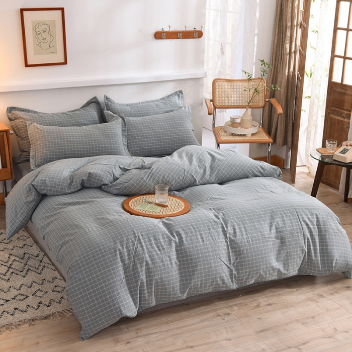 91家纺网 家纺一手货源 找家纺 甜之梦2025新款水洗棉四件套（任何尺寸都可以定做） 古雅蓝灰