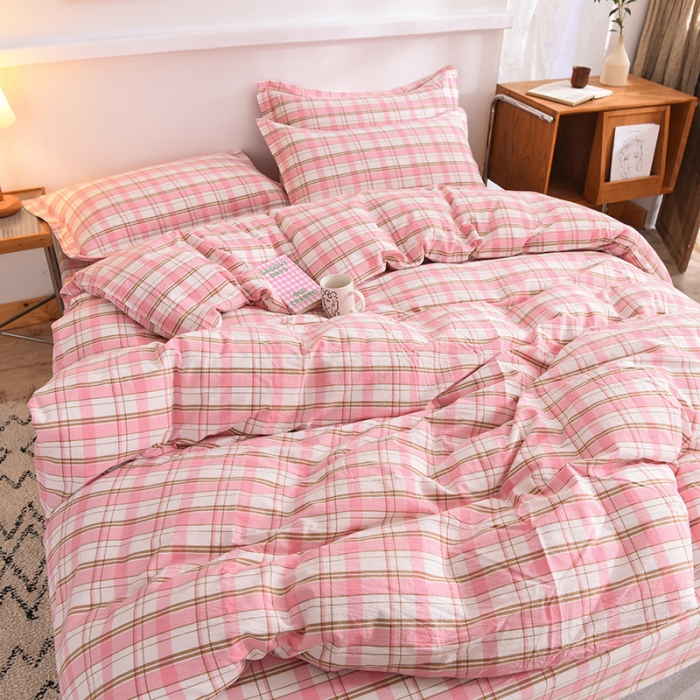 91家纺网 家纺一手货源 找家纺 甜之梦2025新款水洗棉四件套（任何尺寸都可以定做） 花语粉