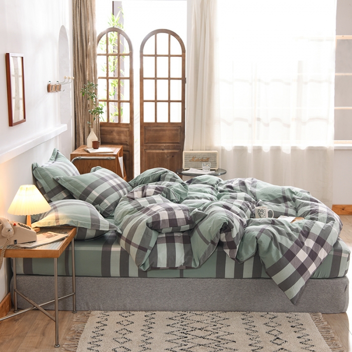 91家纺网 家纺一手货源 找家纺 甜之梦2025新款水洗棉四件套（任何尺寸都可以定做） 摩卡青绿