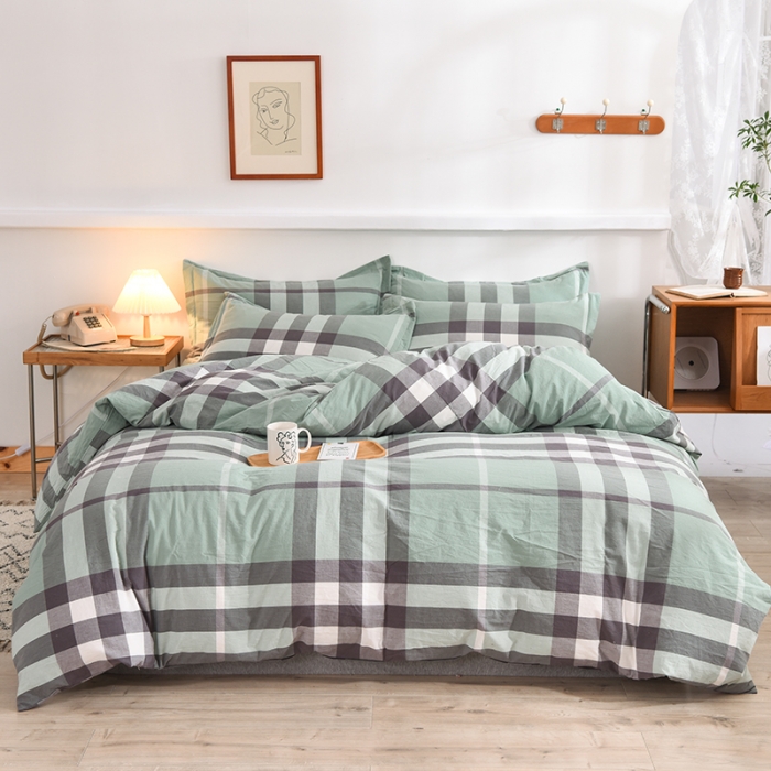 91家纺网 家纺一手货源 找家纺 甜之梦2025新款水洗棉四件套（任何尺寸都可以定做） 摩卡青绿