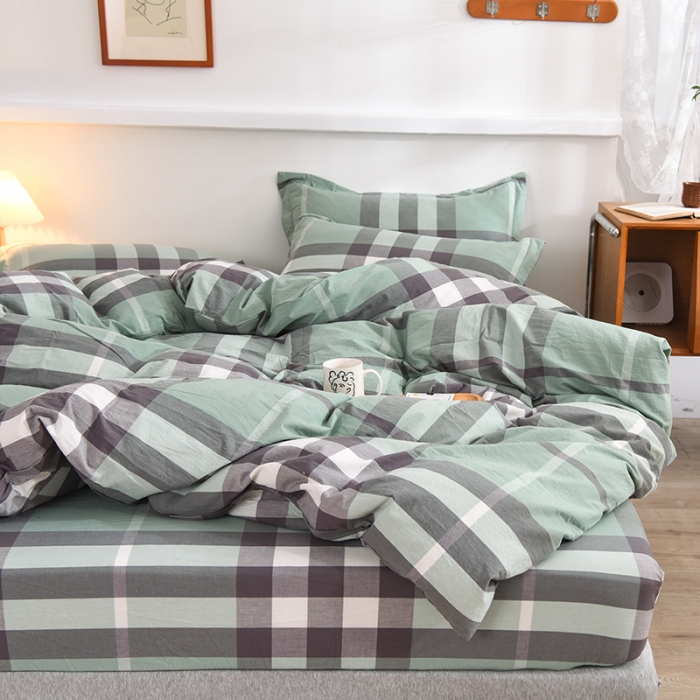 91家纺网 家纺一手货源 找家纺 甜之梦2025新款水洗棉四件套（任何尺寸都可以定做） 摩卡青绿