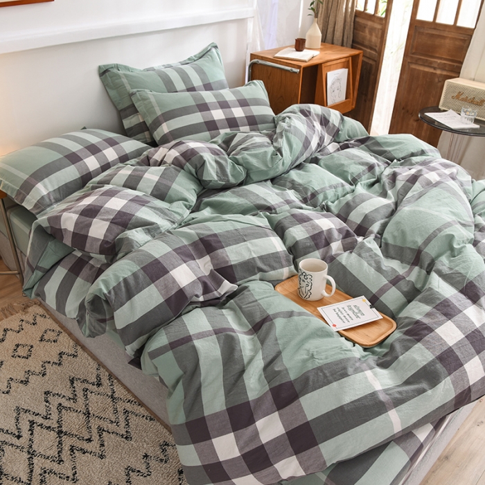 91家纺网 家纺一手货源 找家纺 甜之梦2025新款水洗棉四件套（任何尺寸都可以定做） 摩卡青绿