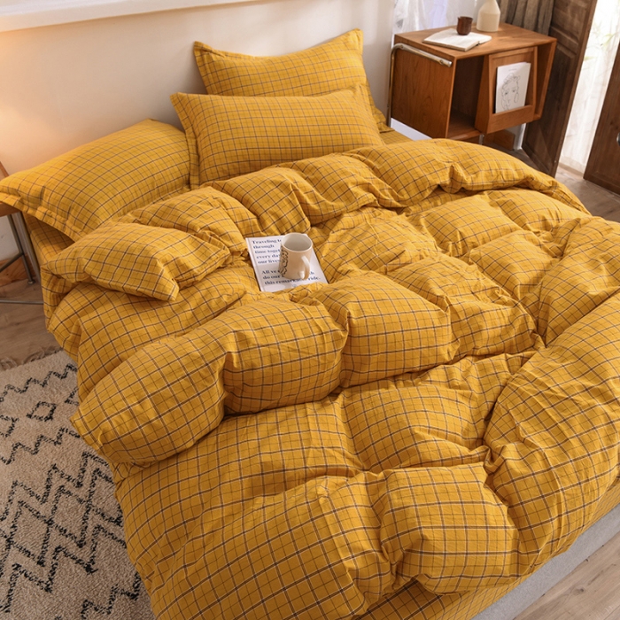 91家纺网 家纺一手货源 找家纺 甜之梦2025新款水洗棉四件套（任何尺寸都可以定做） 朴美黄