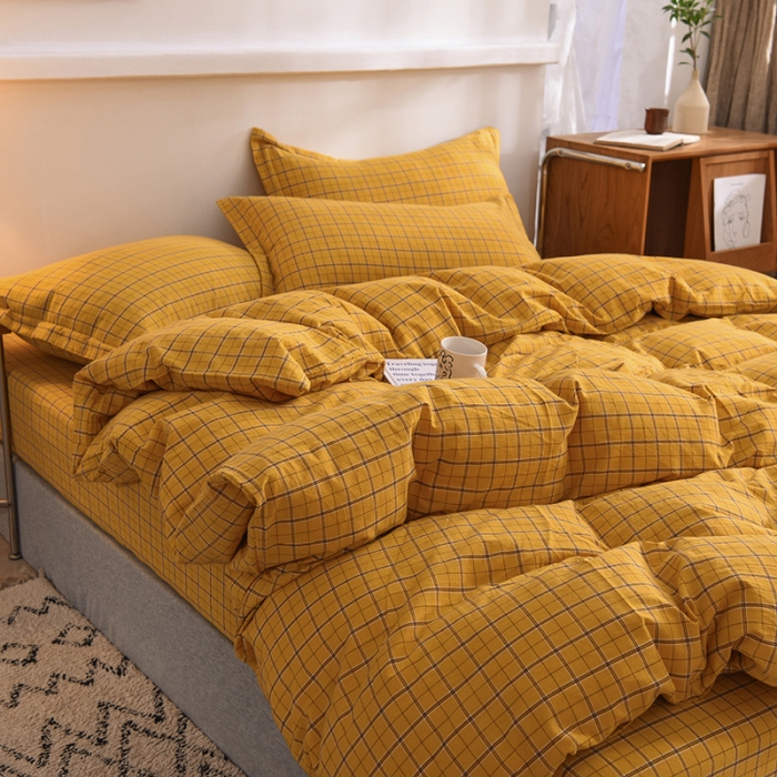 91家纺网 家纺一手货源 找家纺 甜之梦2025新款水洗棉四件套（任何尺寸都可以定做） 朴美黄