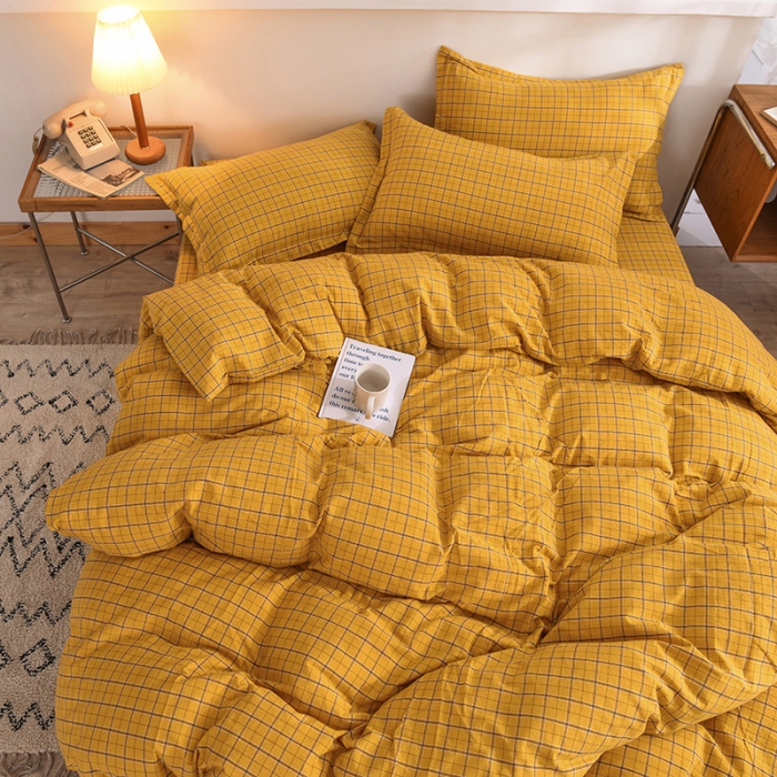 91家纺网 家纺一手货源 找家纺 甜之梦2025新款水洗棉四件套（任何尺寸都可以定做） 朴美黄
