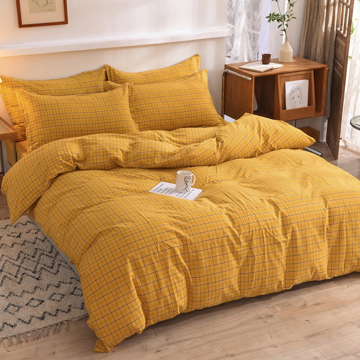 91家纺网 家纺一手货源 找家纺 甜之梦2025新款水洗棉四件套（任何尺寸都可以定做） 朴美黄