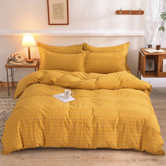 91家纺网 家纺一手货源 找家纺 甜之梦2025新款水洗棉四件套（任何尺寸都可以定做） 朴美黄