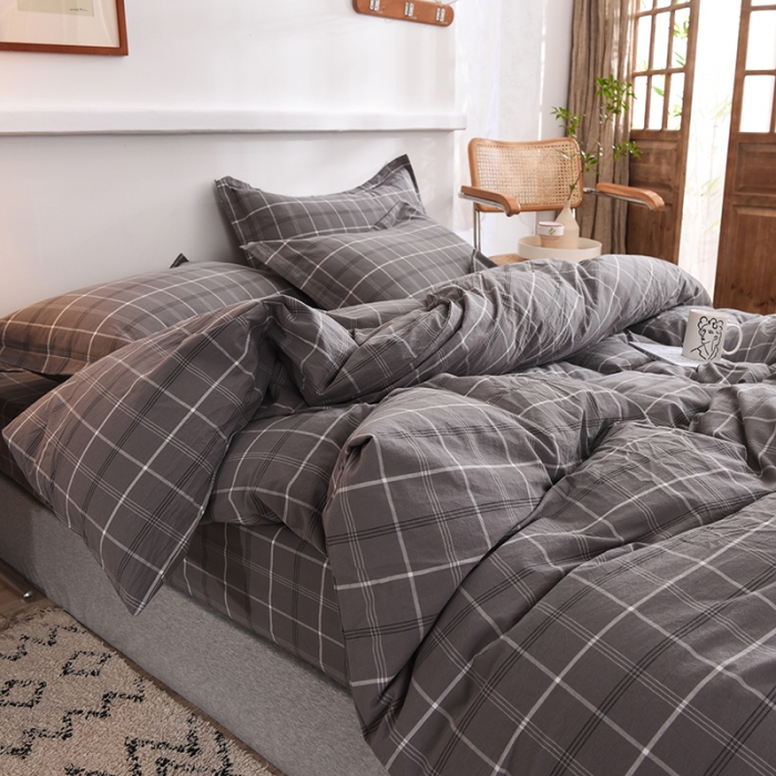 91家纺网 家纺一手货源 找家纺 甜之梦2025新款水洗棉四件套（任何尺寸都可以定做） 千茉灰