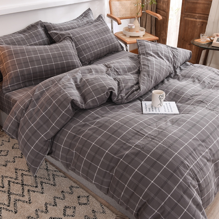 91家纺网 家纺一手货源 找家纺 甜之梦2025新款水洗棉四件套（任何尺寸都可以定做） 千茉灰