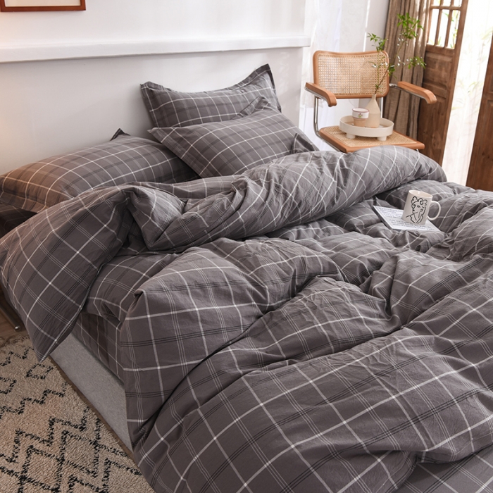 91家纺网 家纺一手货源 找家纺 甜之梦2025新款水洗棉四件套（任何尺寸都可以定做） 千茉灰