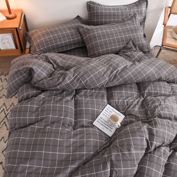 91家纺网 家纺一手货源 找家纺 甜之梦2025新款水洗棉四件套（任何尺寸都可以定做） 千茉灰