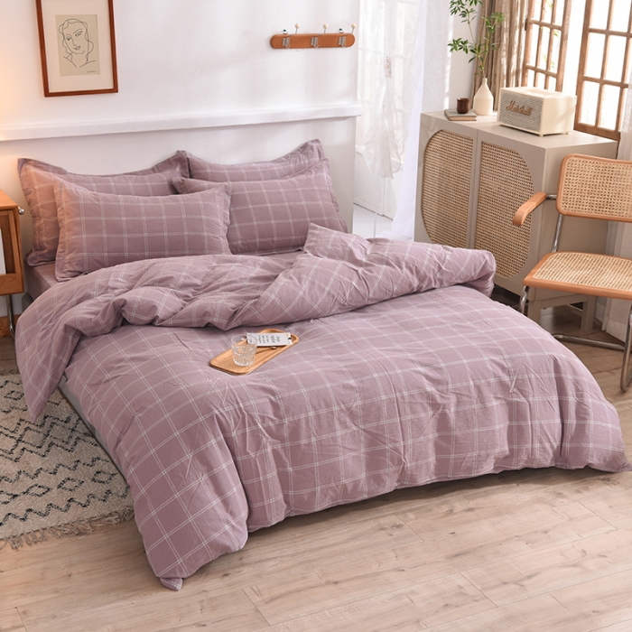 91家纺网 家纺一手货源 找家纺 甜之梦2025新款水洗棉四件套（任何尺寸都可以定做） 浅紫布丁