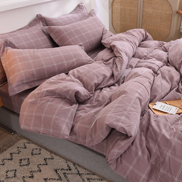 91家纺网 家纺一手货源 找家纺 甜之梦2025新款水洗棉四件套（任何尺寸都可以定做） 浅紫布丁