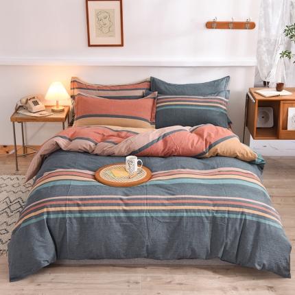 甜之梦2025新款水洗棉四件套（任何尺寸都可以定做） 西雅图彩条