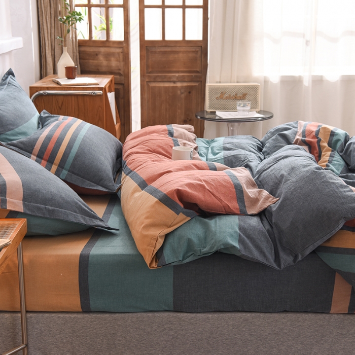 91家纺网 家纺一手货源 找家纺 甜之梦2025新款水洗棉四件套（任何尺寸都可以定做） 西雅图彩条