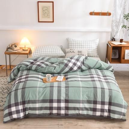 91家纺网 家纺一手货源 找家纺 甜之梦2025新款水洗棉单品被套（任何尺寸都可以定做） 摩卡青绿