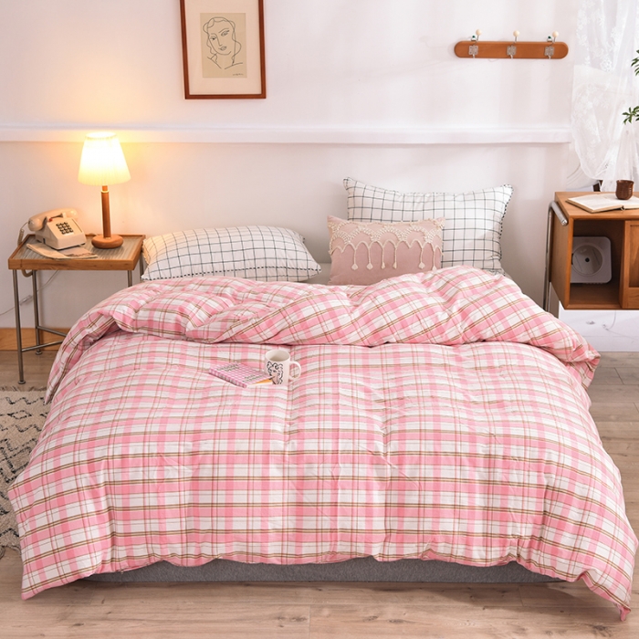 91家纺网 家纺一手货源 找家纺 甜之梦2025新款水洗棉单品被套（任何尺寸都可以定做） 花语粉