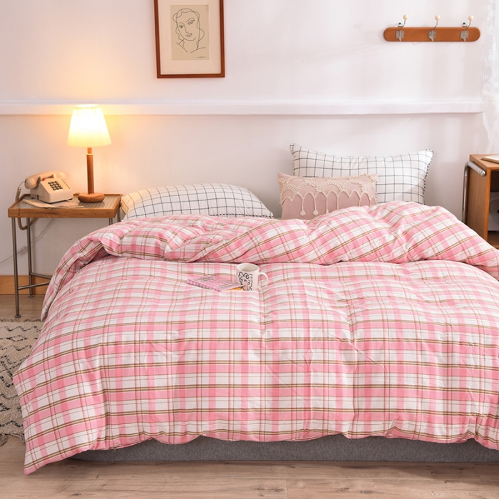 91家纺网 家纺一手货源 找家纺 甜之梦2025新款水洗棉单品被套（任何尺寸都可以定做） 花语粉