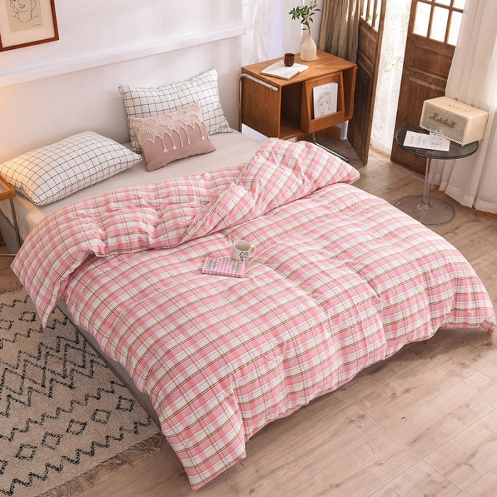 91家纺网 家纺一手货源 找家纺 甜之梦2025新款水洗棉单品被套（任何尺寸都可以定做） 花语粉