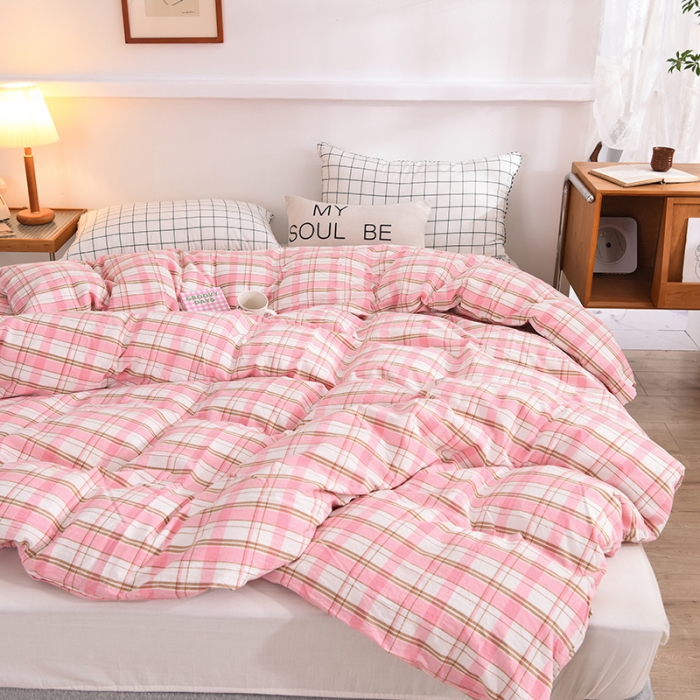 91家纺网 家纺一手货源 找家纺 甜之梦2025新款水洗棉单品被套（任何尺寸都可以定做） 花语粉