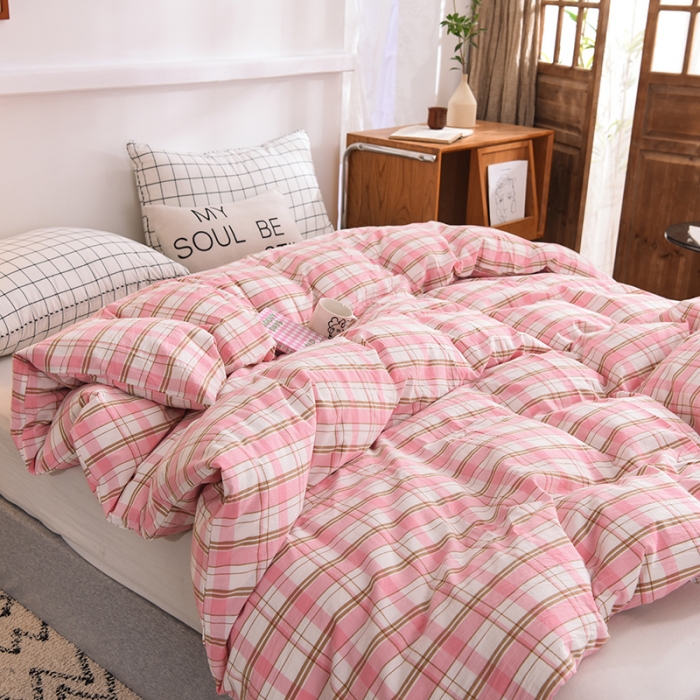 91家纺网 家纺一手货源 找家纺 甜之梦2025新款水洗棉单品被套（任何尺寸都可以定做） 花语粉